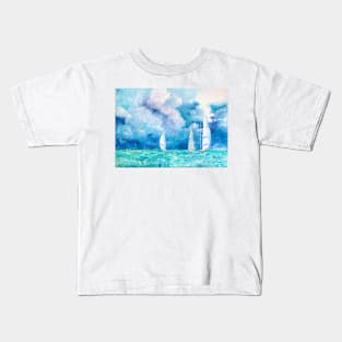 Sailboats on the Azure Waters Kids T-Shirt